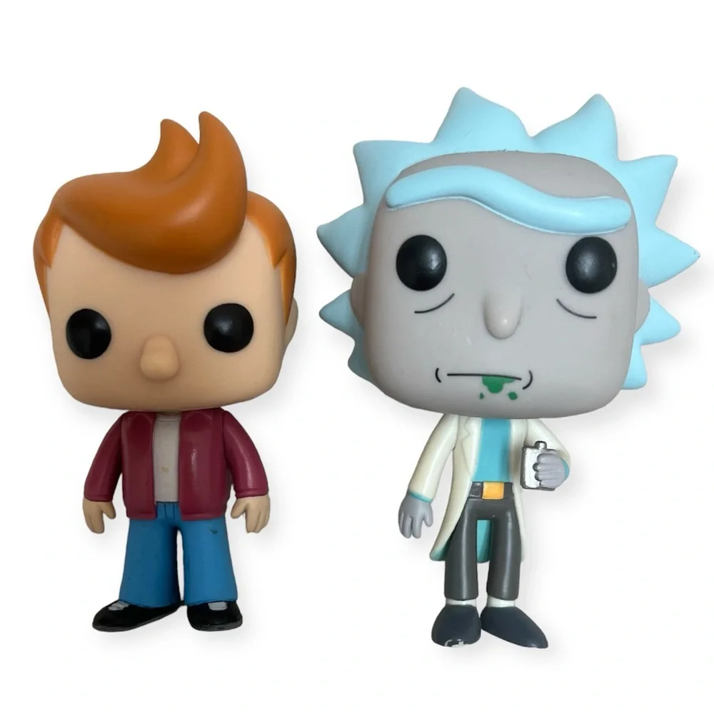 Funko Pop Fry and Rick Figures